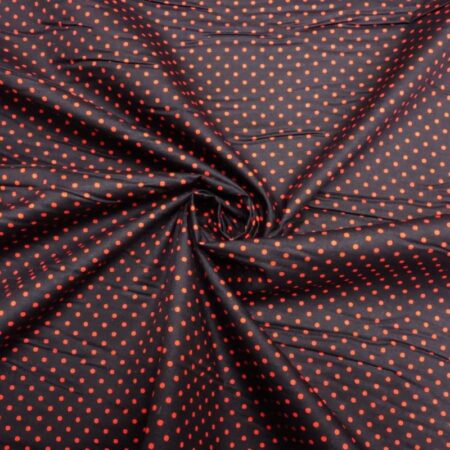 cotton poplin polka dot black red