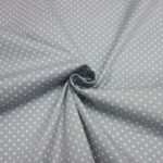 Cotton poplin polka dot grey white