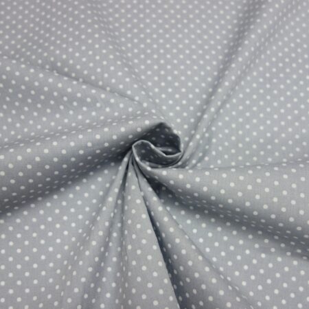 Cotton poplin polka dot grey white