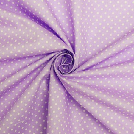 cotton poplin polka dot lilac white