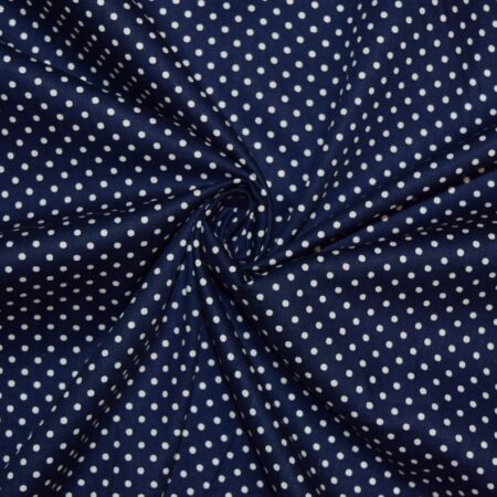 cotton poplin polka dot navy white