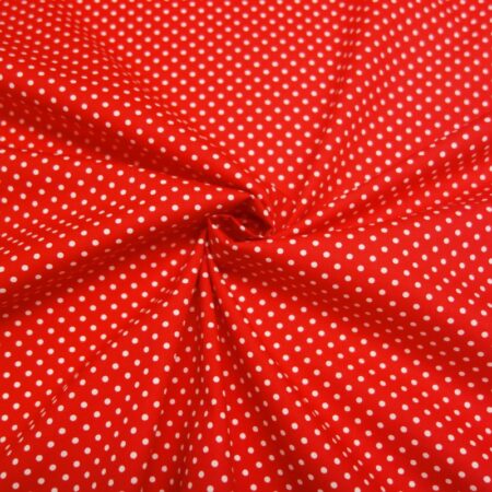 Cotton poplin polka dot red white