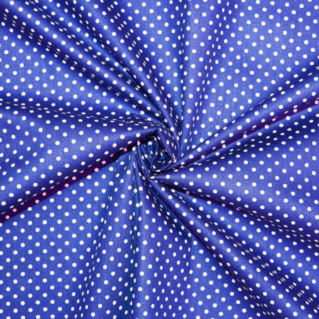 poplin polka dot royal white fabric