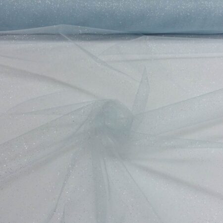Glitter tulle silver on pale blue