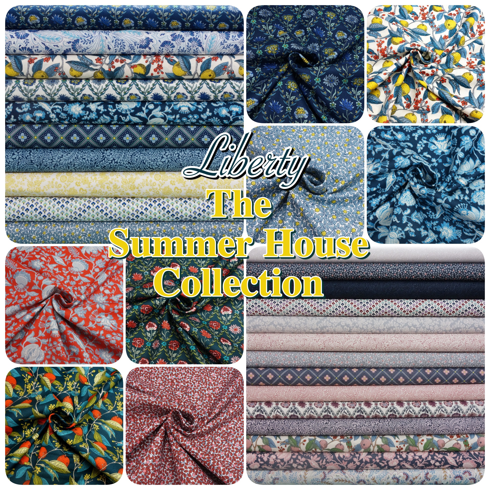 Grey 100/% Cotton Patchwork Fabric Liberty The Summerhouse Collection Pink