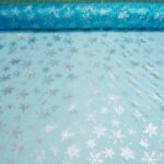 Foil snowflake organza turquoise