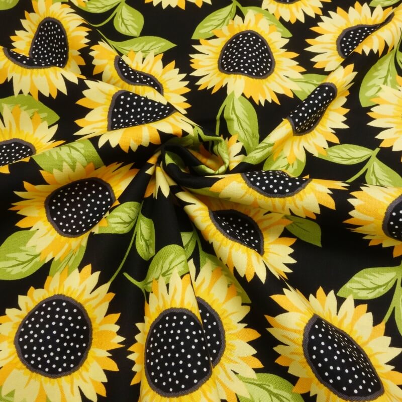 Andover SUNNY BEE Sunflower Yellow and Black 100 Cotton Patchwork
