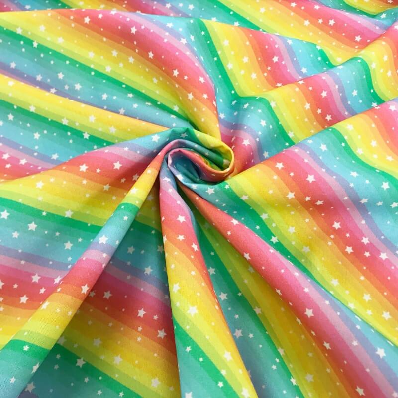 pix Pastel Rainbow Cotton Fabric digital print rainbow colours cotton