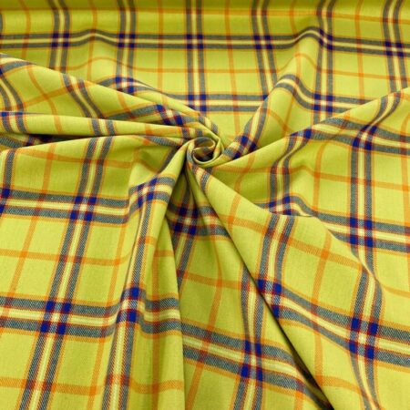 Yellow and Royal Plaid Brushed Cotton - Image 2