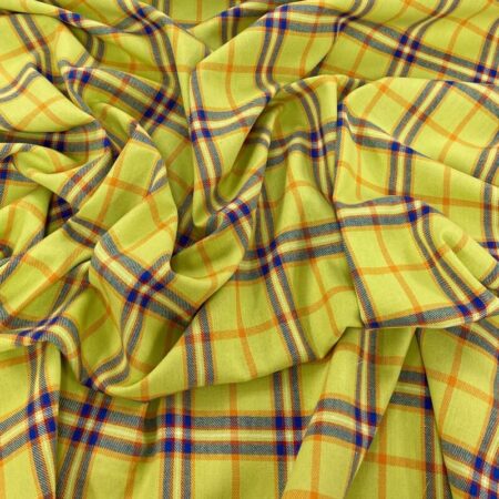 Yellow and Royal Plaid Brushed Cotton