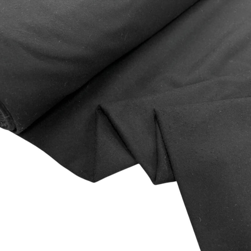 Image of Black Wool Mix Melton