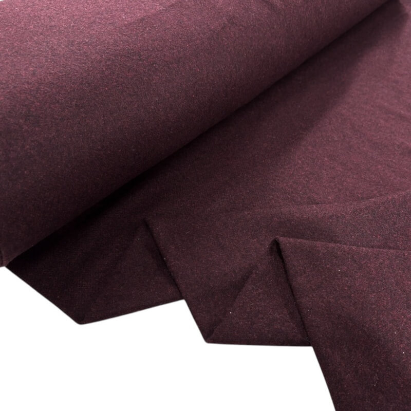 Image of Burgundy Wool Mix Melton