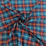 Teal Tartan Poly-Viscose