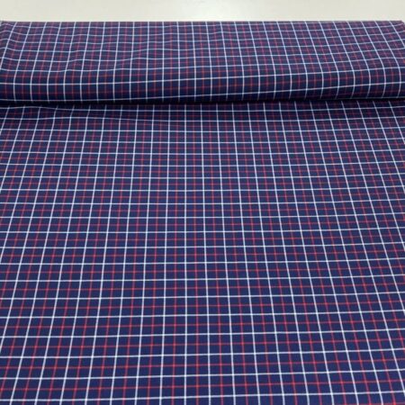 Navy and Red Wool Tartan