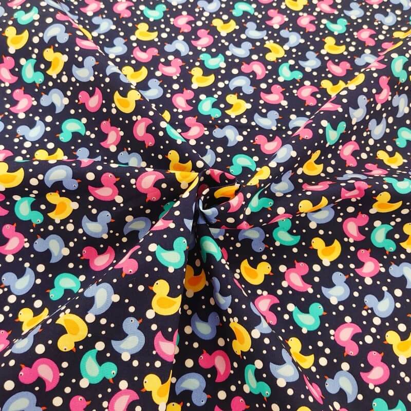 Bubble Ducks on Navy Cotton Poplin - The Cheap Shop Tiptree