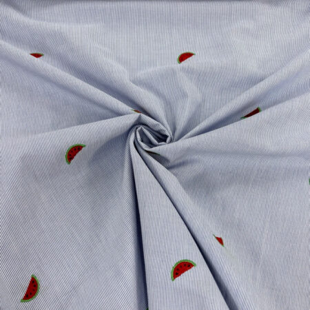 Embroidered Fruit Stripe Cotton - Image 3
