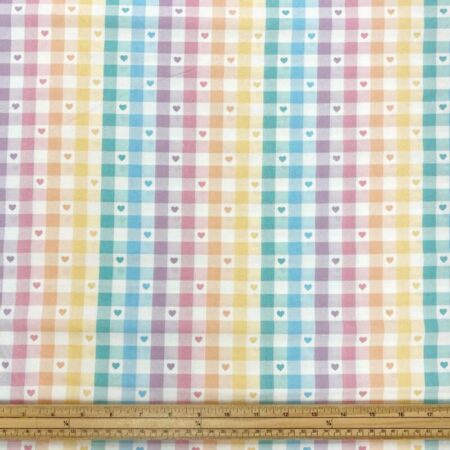 Rainbow Gingham Heart Cotton - Image 3