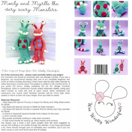 Wee Woolly Wonderful Monty and Myrtle the very scary Monsters Patterns