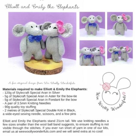 Wee Woolly Wonderful Knitted Eliot and Emily Elephant Patterns