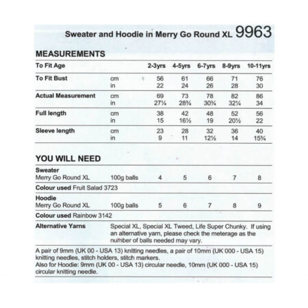 Stylecraft Sweater and Hoodie Pattern 9963 - Image 2
