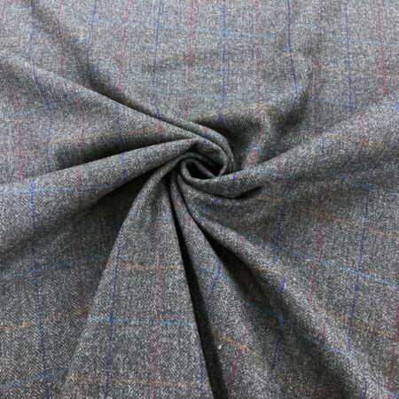 Grey Herringbone Check Wool - Image 5