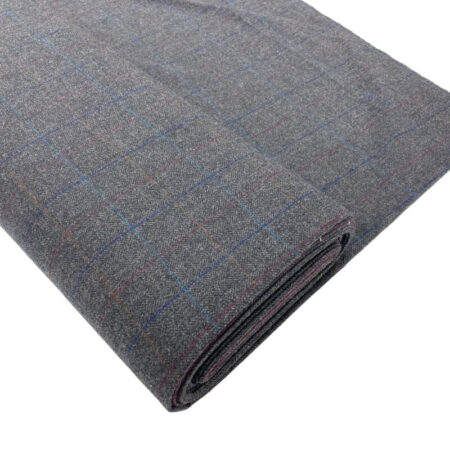 Grey Herringbone Check Wool