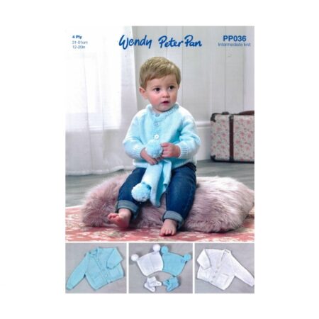 Wendy Cardigan, Hat & Bootees Pattern PP036