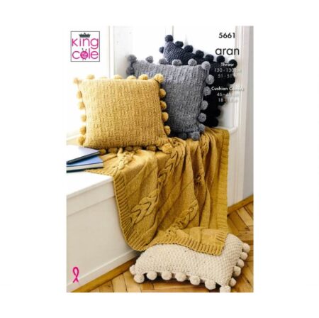 King Cole DK Throw & Cushion Covers Pattern 5661