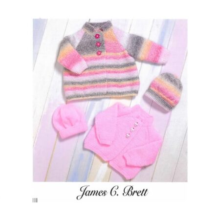 Baby Marble DK Jacket, Cardigan and Hat Pattern JB804 - Image 2