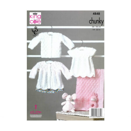 King Cole Matinee Coat, Angel Top, Cardigan & Blanket Pattern 4848 - Image 3