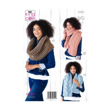 King Cole DK Wrap, Scarves and Snood Pattern 5823 - Image 2