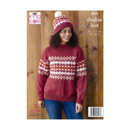 King Cole DK Sweaters, Hat and Cowl Pattern 5870 - Image 2