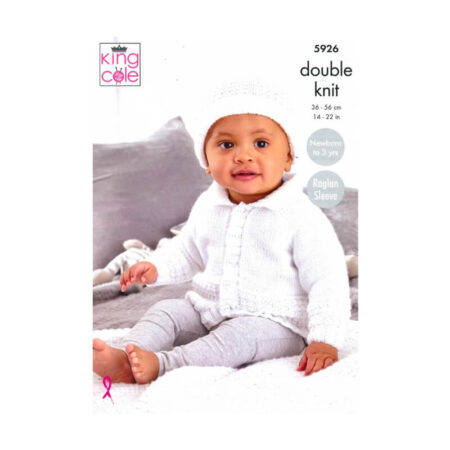 King Cole DK Cardigan, Hat and Blanket Pattern 5926