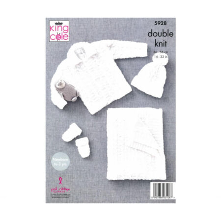 King Cole DK Jacket, Hat, Mitts and Blanket Pattern 5928 - Image 2