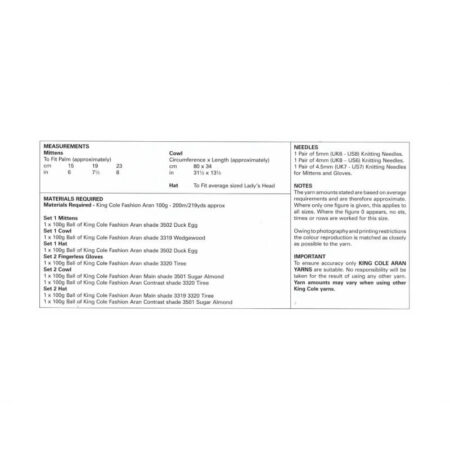 King Cole Aran Accessories Pattern 5970 - Image 3