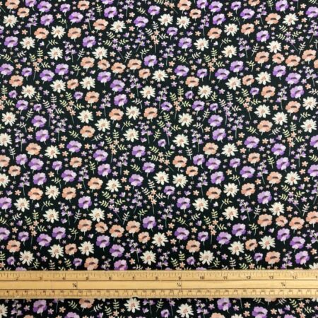 Purple Floral Polyester Peachskin - Image 3