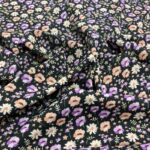 Purple Floral Polyester Peachskin