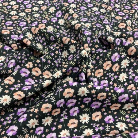 Purple Floral Polyester Peachskin - Image 2