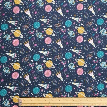 Planets and Rockets cotton - Image 2