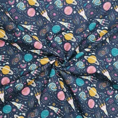 Planets and Rockets cotton - Image 3