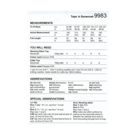 Stylecraft Tops Pattern 9983 - Image 3