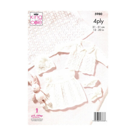 Shawl, Matinee Coat, Dress, Hat & Bootee Pattern 5980 - Image 2