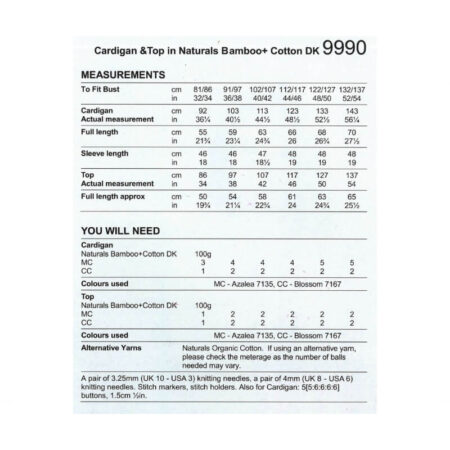 Cardigan & Top Pattern 9990 - Image 2