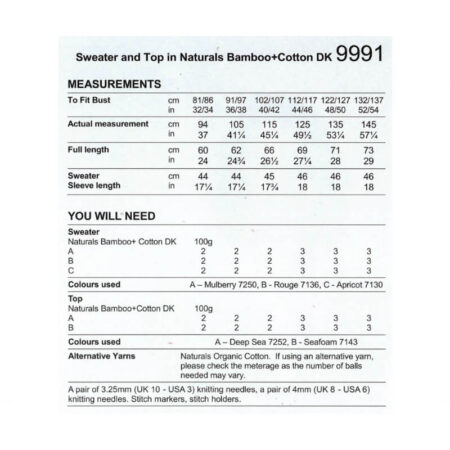Sweater & Top Pattern 9991 - Image 2