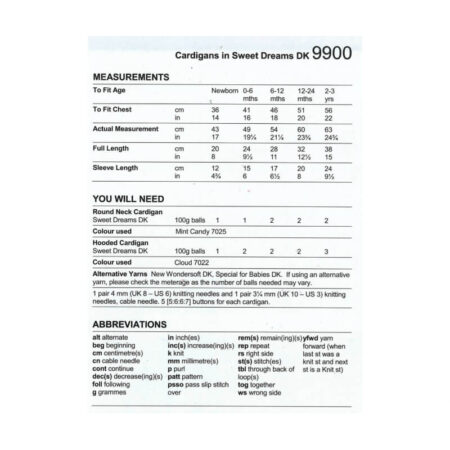 Cardigans Pattern 9900 - Image 2
