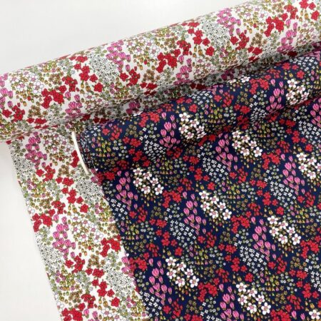Packed Border Flowers Cotton Poplin