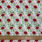 Pink and Red Flowers Cotton Poplin