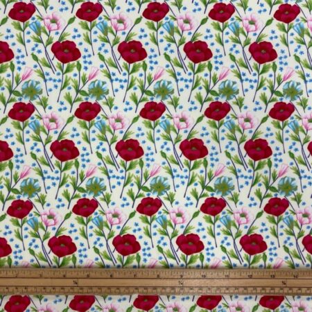 Pink and Red Flowers Cotton Poplin - Image 2