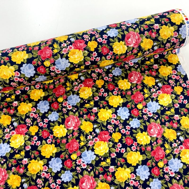 Image of Multicolour Roses Cotton Poplin