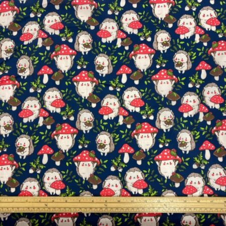 Hedgehog and Toadstool Polycotton - Image 3
